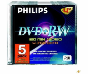 1x5 Philips DVD+RW 4,7GB 4x JC