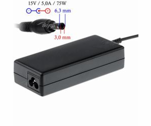 Akyga Nabíječka na notebook 15V/5.0A 75W 6.3x3.0 mm pro T...