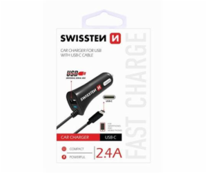 Swissten Cl Autonabíječka Usb-C A Usb 2,4A Power