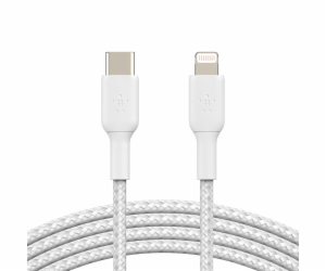 Belkin Lightning/USB-C kabel 1m opletený, mfi cert., bílý