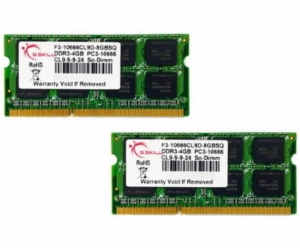 G.Skill SO-DIMM 8 GB DDR3-1333 (2x 4 GB) duální sada, RAM