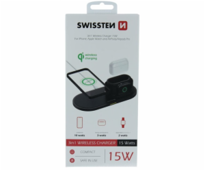 Swissten Wireless Nabíječka 3V1 Černá