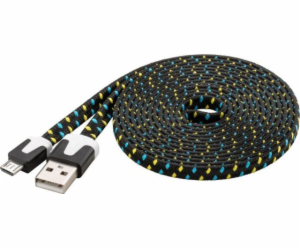 PremiumCord Kabel micro USB 2.0, A-B 2m, plochý textilní ...