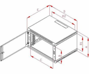 Rack Triton 19" jednodílný 9U/500mm plechové dveře, šedý