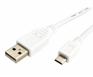 Kabel USBA(M) - microUSB B(M), 5pinů 1,8 m, bílý