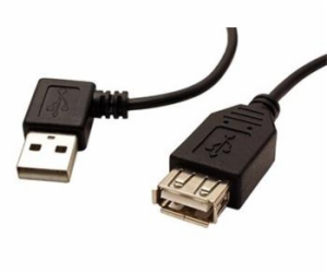 Kabel USB 2.0 A-A 30 cm prodlužovací, lomený vlevo, černý