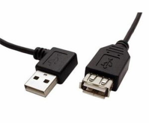 Kabel USB 2.0 A-A 15 cm prodlužovací, lomený vpravo, černý