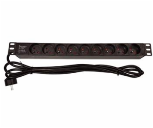 19" rozvodný panel LEXI-Net 9x230V, kabel 3m, 1U