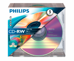 1x5 Philips CD-RW 80Min 700MB 4-12x SL Colour