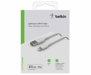 Belkin Lightning nab./sin. Kabel 3m, PVC, bily, mfi cer.