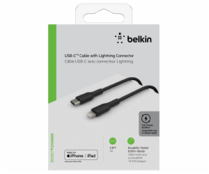 Belkin Lightning/USB-C kabel 1m PVC, mfi cert. cerny