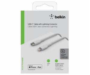 Belkin Lightning/USB-C kabel 2m opletený, mfi cert., bílý