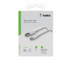 Belkin USB-C/USB-A kabel 1m opletený, bílý CAB002bt1MWH