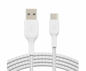 Belkin USB-C/USB-A kabel 3m oplástený, bílý CAB002bt3MWH