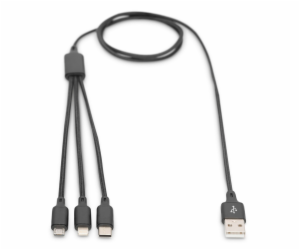 DIGITUS kabel 3v1 kabel USB-A na Lighning/MicroUSB/USB-C