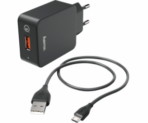 Hama Charger QC3.0 + Micro-USB-Cable, 1,5m, black