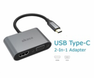 AKASA adaptér USB-C 2-in-1 (single or dual display output...