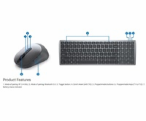 DELL Multi-Device Wireless Keyboard and Mouse - KM7120W -...