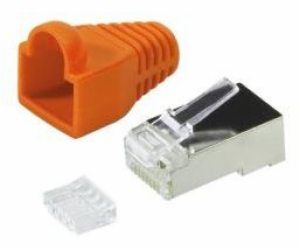 LogiLink RJ45 CAT.6 FTP zástrčka s krytem, oranžová 100 k...