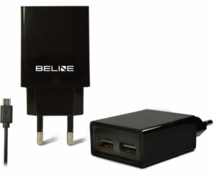 Síťová nabíječka Beline 2xUSB + microUSB 2A černá (Beli0011)