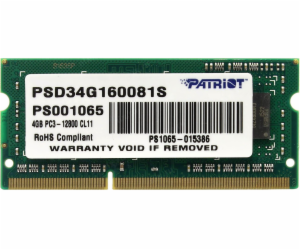 Paměť pro notebook Patriot Signature, SODIMM, DDR3, 4 GB,...