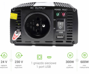 Green Cell Converter 24V/230V 300W/600W Automobilový měnič