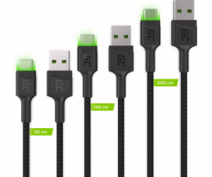 Green Cell KABGCSET01 USB kabel 2 m USB A USB C Černá