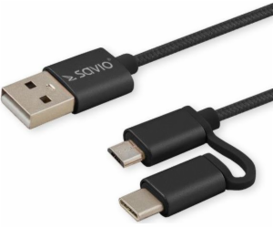 Savio CL-128 USB kabel USB 2.0 1 m USB A USB C/Micro-USB ...