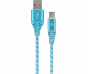 USB 2.0 - Type C (AM/CM) Textile Braided Cable 1m Turquoi...