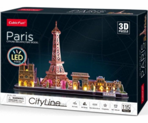 Puzzle 3D Pařížs s LED světlem - 115 dílků