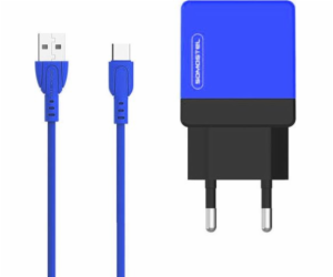 SOMOSTEL INDOOR PHONE CHARGER 2A + CABLE TYPE-C BLUE COLOR