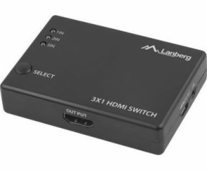 Lanberg SWITCH VIDEO LANBERG 3X HDMI BLACK + MICRO USB PO...