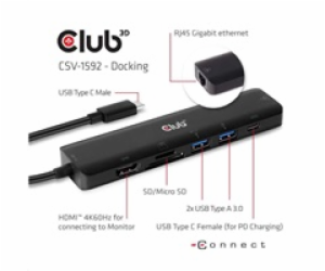 Club3D hub USB-C 3.2 Gen1 7in1 Hub HDMI 4K60Hz, 2x SD car...