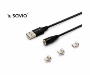 SAVIO CL -152 Magnetický kabel USB typu C, Micro a Lightn...