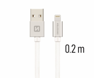 Swissten Datový Kabel Textile Usb / Lightning 0,2 M Stříbrný