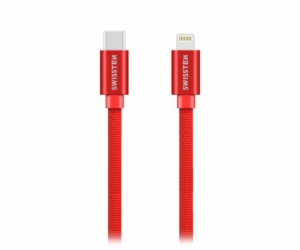 Swissten Datový Kabel Textile USB-C / Lightning 1,2 M Čer...