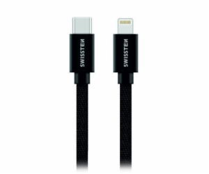 Swissten Datový Kabel Textile USB-C / Lightning 1,2 M Černý