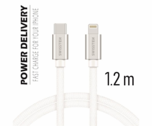 Swissten Datový Kabel Textile USB-C / Lightning 1,2 M Stř...