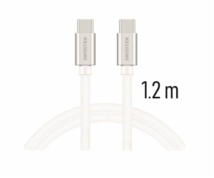 Swissten Datový Kabel Textile USB-C / USB-C 1,2 M Stříbrný