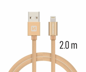 Swissten Datový Kabel Textile Usb / Lightning 2,0 M Zlatý