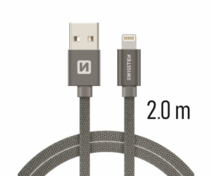 Swissten Datový Kabel Textile Usb / Lightning 2,0 M Šedý