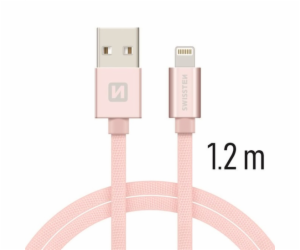 Swissten Datový Kabel Textile Usb / Lightning 1,2 M Růžov...