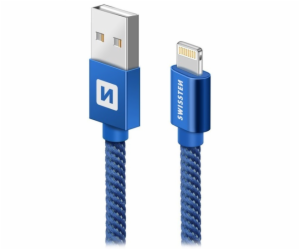 Swissten Datový Kabel Textile Usb / Lightning 1,2 M Modrý