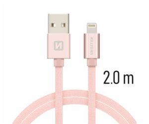 Swissten Datový Kabel Textile Usb / Lightning 2,0 M Růžov...