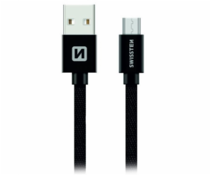 Swissten Datový Kabel Textile Usb / Micro Usb 3,0 M Černý