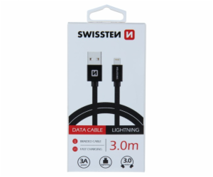 Swissten Datový Kabel Textile Usb / Lightning 3,0 M Černý