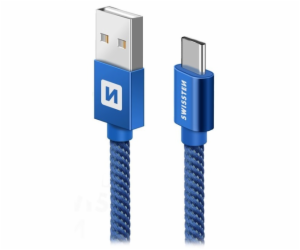 Swissten Datový Kabel Textile Usb / Usb-C 0,2 M Modrý