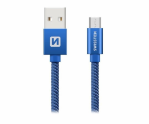 Swissten Datový Kabel Textile Usb / Micro Usb 2,0 M Modrý