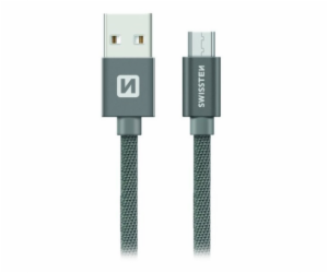 Swissten Datový Kabel Textile Usb / Micro Usb 1,2 M Šedý