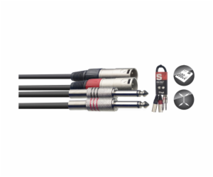 Stagg STC3PXM, kabel dvojitý 2x JACK/2x XLR zástrčka, 3 m